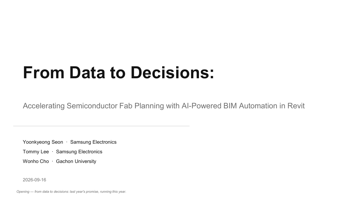 From Data to Decisions — AU 2026 presentation title slide